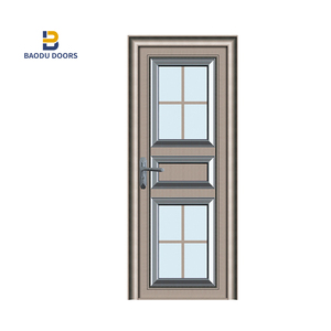 Porte da Bagno in Alluminio con Design in Vetro Fumé, Porte Interne Impermeabili e Resistenti all'<span class=keywords><strong>Acqua</strong></span>, Porte per Toilette Stile a Battente, Puertas De Madera - Product Image 3