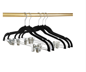 공장 공간 절약형 벨벳 블랙 옷걸이 클립형 팬츠 & 스커트 옷걸이 - Product Image 3