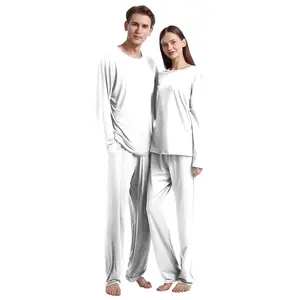 Nadanbao de venta al por mayor, de la marca OEM ODM pareja ropa de dormir loungewear patrón personalizado logotipo adulto poliéster pijama conjunto