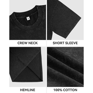 Individuell Bedruckte T-Shirts für Herren Vintage Sommer Umweltfreundlich 100% Baumwolle 250g Säuregewaschen Kurzärmelige Übergroße Cropped T-Shirts - Product Image 3