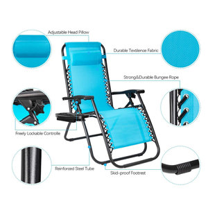 Silla de exterior Woqi Zero Gravity azul, reclinable y ajustable, con portavasos, para piscina y camping. - Product Image 2
