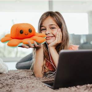 Peluche di Polpo con Doppia Espressione - Morbido <span class=keywords><strong>Animale</strong></span> di Peluche Reversibile per Regali e Gioco - Product Image 1