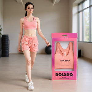 Dolado Set reggiseno sportivo da donna, mezza coppezza, senza ferretto, in spandex e poliestere, tinta unita, vita media, non imbottito, lavabile in lavatrice - Product Image 2