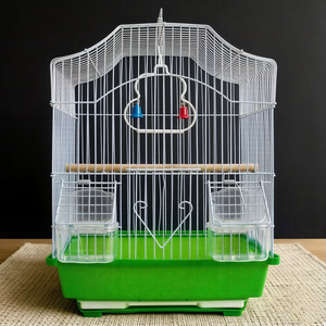 Cage à oiseaux domestique de petite taille pour perroquet, cage d'élevage artistique en métal, style villa ornementale - Product Image 5