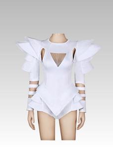 Body Bianco da Donna per Danza Jazz, Costumi per Ballerine da Bar e DJ, Abbigliamento <span class=keywords><strong>Sexy</strong></span> da Nightclub, Outfit con Diamanti Colorati per Cantanti DS e Ballerine Hip-Hop, Abbigliamento da Palcoscenico - Product Image 3