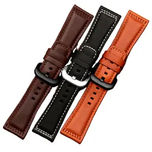 LAIHE Luxury Crocodile Pattern 28mm Genuine Leather Watch Band For Seven Fridays