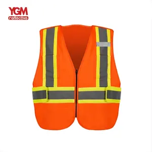 Reflective Vest Safety High Visibility Wholesale 100% Polyester Reflective Security Safety Chaleco Reflector Vest Custom