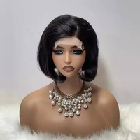 Perruque Courte en Dentelle Complète 13x4 pour Femmes, 100% Cheveux Humains Vierges Alignés, Sans Colle, Pré-Pluckée pour Femmes Noires