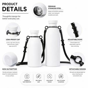 Custom Logo 350ml 500ml Gift Stainless Steel Vacuum Flask Sports Gym Outdoor Insulated Milk <b>Water</b> <b>Bottle</b> with Rope Handle - Product Image 4
