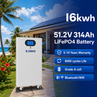 Batterie au sol 16 kWh 51,2 V 314 Ah LiFePO4, compatible monophasé 110 V 220 V pour kit hors réseau aux États-Unis