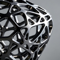 Cube en aluminium à structure complexe usiné CNC, poli, conception générative 3D pour applications aérospatiales, médicales, architecturales et industrielles
