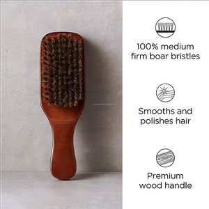 Brosse à barbe de <span class=keywords><strong>barbier</strong></span> ovale personnalisée avec logo, en bois, à poils de sanglier, souple et rigide, pour le rasage, voyage, vente en gros - Product Image 3