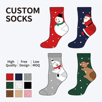 Chaussettes de sport jacquard en coton peigné OEM de haute qualité, confortables, avec logo personnalisé, idéales pour les fêtes de fin d'année et Noël