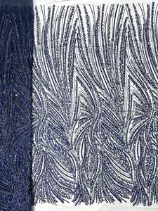 Tessuto ricamato di lusso ricamato francese con perline ricamate con paillettes in tubo tridimensionale ricamato Laser tessuto per abito di fascia alta - Product Image 2