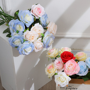 Rosa Artificial de Tallo Único, Color Azul Hielo, Flor de Seda para Decoración de Sala de Estar, Centro de Mesa para Bodas, Arreglos Florales para el Hogar - Product Image 1