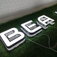 Letrero LED Personalizado de Acero Inoxidable con Orificios Laterales, Letras con Luz Blanca Fría 3D, Decoración de Logotipo Comercial para Montaje en Pared Interior y Exterior