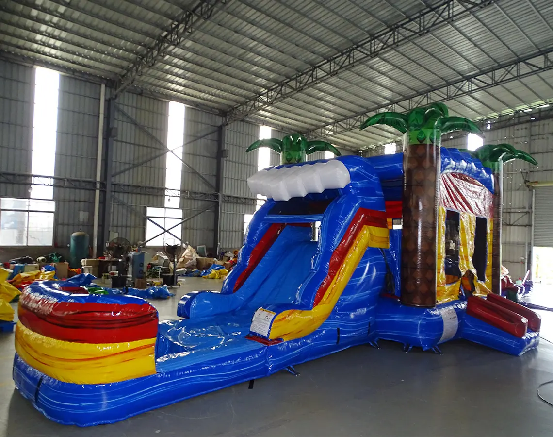 Nuevo diseño, el combo inflable Baja Splash húmedo y seco, castillo hinchable con tobogán, combo de gorila a la venta