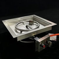 Brûleur à gaz carré en acier inoxydable de 41 cm pour foyer extérieur et cheminée.