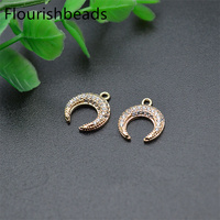 Style de mode sans Nickel Anti-décoloration plaqué or CZ Pave Moon croissant Charms pour la fabrication de bijoux, de bracelets et de colliers