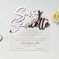 Ensemble d'invitations de mariage en acrylique découpées au laser personnalisées avec nom, dorure à chaud, avec boîte et enveloppe pour mariage, fiançailles, banquet