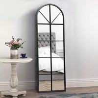 Antique Vintage Full-Length Body Wall Decor Mirror Custom Size Black Gold Metal Framed Hanging Window Pane Arch Espejo Miroir