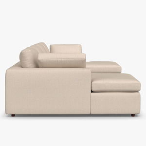 Ensemble de canapés modulaires européens modernes en forme de U avec accoudoirs larges, chaise longue carrée rembourrée, coussins confortables en tissu pour hôtel - Product Image 2