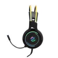Casque de jeu filaire avec éclairage LED RVB PJT-DEP2471, écouteurs supra-auriculaires, microphone dynamique, connecteurs USB, codecs pour PC, ordinateur portable, voyage