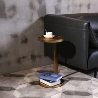 Table basse ronde contemporaine convertible en fer noir pour salon et mobilier de maison