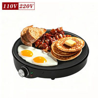 Crêpière Électrique Antiadhésive, Machine à Crêpes, Plaque Chauffante Plate en Fer avec Épandeur de Pâte pour le Petit-Déjeuner