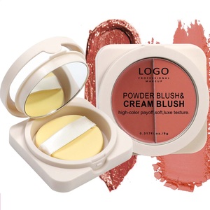<span class=keywords><strong>Duo</strong></span> blush poudre et crème 2-en-1 en marque propre |   Palette de fard à joues mat et scintillant avec logo personnalisé pour le maquillage quotidien - Product Image 1