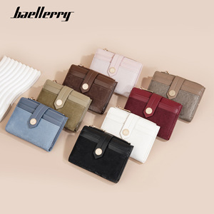 กระเป๋าสตางค์สั้นผู้หญิง Baellerry ขนาดมินิ สีแดง ลายบล็อก ปิดแบบกระดุม กระเป๋าใส่เหรียญแบบพับสองตอน ใช้ได้ทุกวัน - Product Image 4