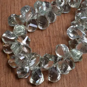 Cuentas de lágrima facetadas de amatista verde Natural, piedras preciosas sueltas redondas lisas para la fabricación de joyas, Material de piedra de 4mm - Product Image 1