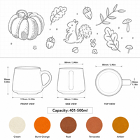 Taza de café de cerámica al por mayor con diseño de calabaza de Acción de Gracias, vajilla de porcelana con estampados de cosecha otoñal, taza de regalo de 11 oz para la cena en casa