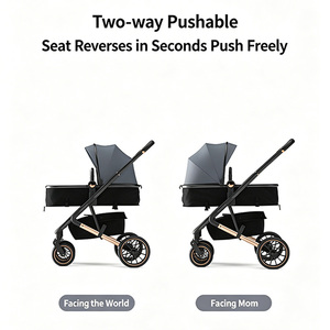 Poussette bébé avec siège réversible, pliage à une main et harnais léger, poignée réglable, capote, poussette bébé - Product Image 6