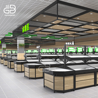 Commerciële Kwaliteit Zware Vers Fruit Groente Display Rack Moderne Stalen Houten Plank Voor Supermarkt Fruit Winkel
