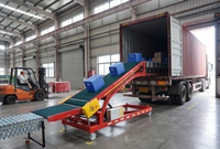 Convoyeur à rouleaux portable et mobile de 600 mm et 800 mm de large pour chargement et déchargement de conteneurs sur camions, vitesse réglable, facile à nettoyer, de marque