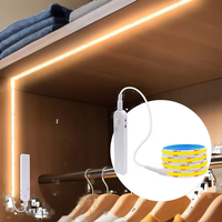 Lampu Strip LED COB 24V Sensor Gerak PIR Konektivitas NFC/Wi-Fi Dapat Diredupkan Desain Fleksibel Kotak Baterai USB untuk Penggunaan Dalam Ruangan
