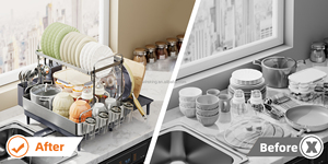 WIREKING estable, desechable, 2 niveles extensibles, <span class=keywords><strong>escurridor</strong></span> <span class=keywords><strong>de</strong></span> <span class=keywords><strong>platos</strong></span>, soporte para cubiertos, secador <span class=keywords><strong>de</strong></span> agua sobre el fregadero, estante <span class=keywords><strong>de</strong></span> secado <span class=keywords><strong>de</strong></span> <span class=keywords><strong>platos</strong></span> <span class=keywords><strong>de</strong></span> cocina - Product Image 6