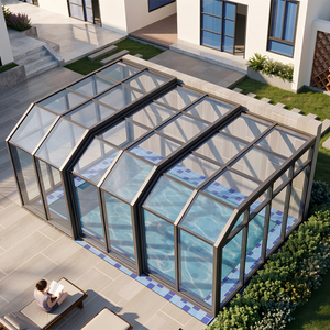 Cubierta Retráctil Personalizada para Piscina, Casa de Cristal con Techo Deslizante de Aluminio, Solárium Impermeable para Todas las Estaciones, Protección Exterior contra la Lluvia - Product Image 3