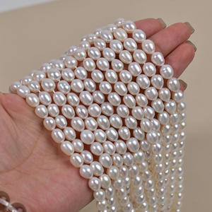 New 38CM Natural <b>Freshwater</b> <b>Pearl</b> Loose Beads 7-8mm Rice Bead Necklace <b>Bracelet</b> Semi-Finished Raw Material White Color Wholesale - Product Image 3