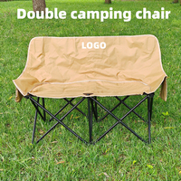 Ensemble de chaises de jardin pliantes doubles en fer modernes et de chaises de camping portables - Meubles d'extérieur imperméables faciles à transporter pour pique-nique