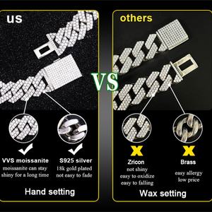 Yu Ying Large Size <b>Necklace</b> 20MM Wide S925 <b>Silver</b> Iced Out VVS Moissanite Diamond Chain Link <b>for</b> Hip Hop <b>Men</b> - Product Image 6