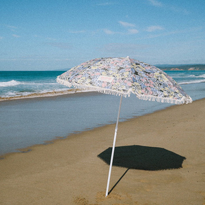 OEM Cheap <strong>Vintage</strong> <strong>Patio</strong> <strong>Umbrella</strong> 6ft UPF50+ Steel Rib Push-button Tilt Polyester Canopy Folding Beach <strong>Umbrella</strong> with Tassels - Product Image 6