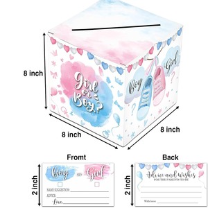 Nouvelle boîte surprise de révélation du sexe avec énigmes à deviner et cartes de vœux, accessoires de fête pour garçon ou fille - Product Image 1