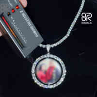 Vente en gros personnalisé VVS Moissanite Rotatif Photo Image Mémoire Pendentif Glacé Tennis Chaîne Cercle Pendentif Hommes Femmes Charme