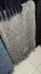 New Design Wholesale Big Size Winter Women Knitted Mink Fur <strong>Shawl</strong> with Pockets Different Colors <strong>Black</strong> Mink <strong>Shawl</strong> Wrap Fur Hat - Product Image 3