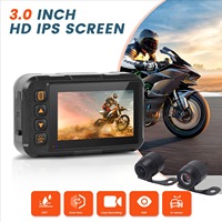 Caméra de tableau de bord pour moto, double objectif HD étanche de 3.0 pouces, contrôle par câble, enregistreur vidéo avant et arrière 720P, DVR pour voiture