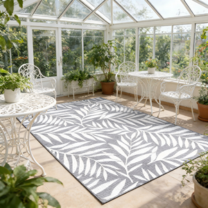 Tapis d'extérieur en paille plastique tressée réversible pour patio, plage, sable - Product Image 1