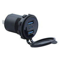 Prise USB ronde étanche IP65 12V 24V à charge rapide avec PD3.0 et 2 ports QC3.0 pour véhicule, automobile, bus, siège