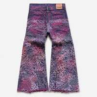 DiZNEW Jeans Premium Homme Effet Vieilli Broderie Florale Superposition Dentelle Coupe Évasée Fabricant Usine